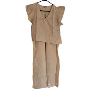 Rails Lela Flax Gauze Set Top Pants Cream XS Organic Cotton